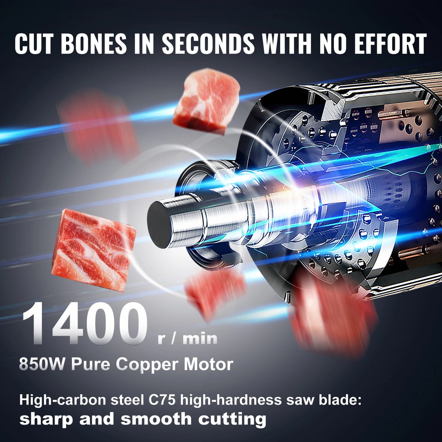 SucceBuy Electric Meat Saw 850W 1800W Stainless Vertical Cutter Commercial Bone Sawing Machine Frozen Meat Slicer for Beef Pork