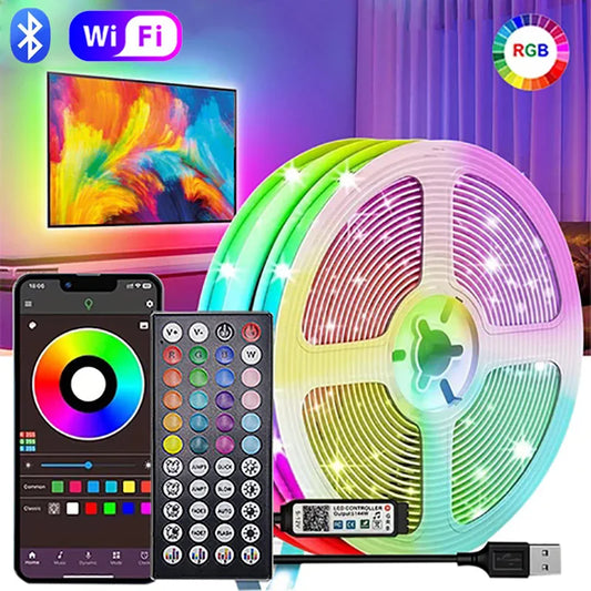 USB LED Strip Lights RGB 5050 LED Light Music Sync Color Changing TV Backlight Flexible LED Lamp Tape Ribbon for Party Home Deco