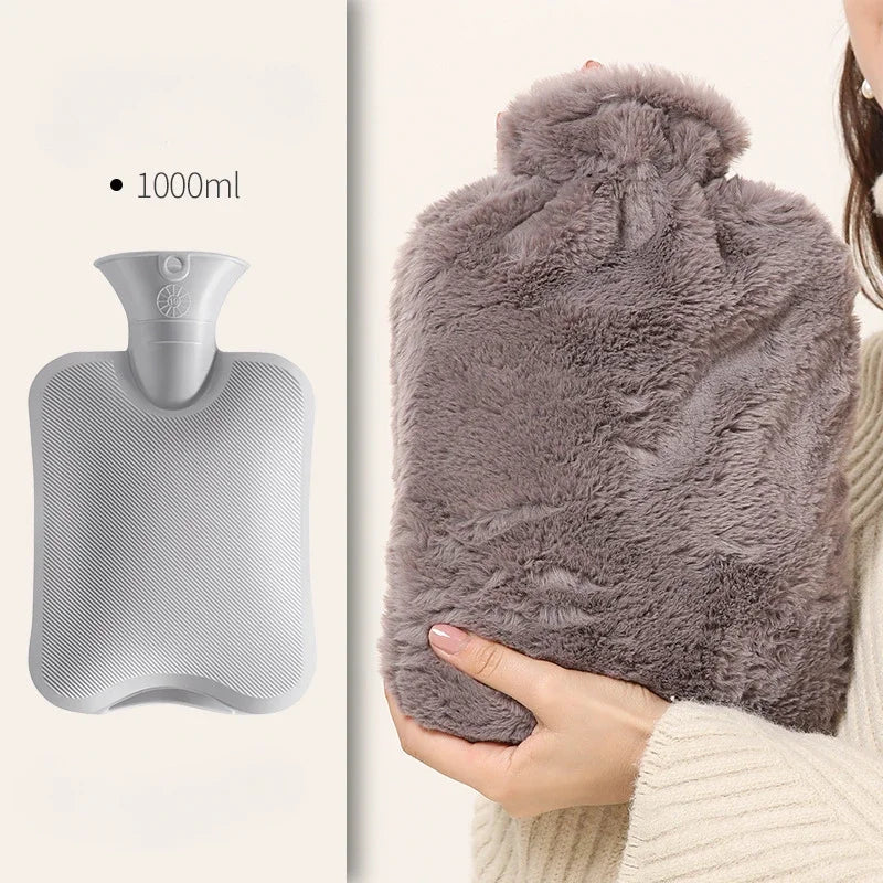 1000/2000ml Plush Hot Water Bag Removable Hot Water Bottles Reusable Hand Warmer  Girl Hot Compress Menstrual Cramps Pain Relief