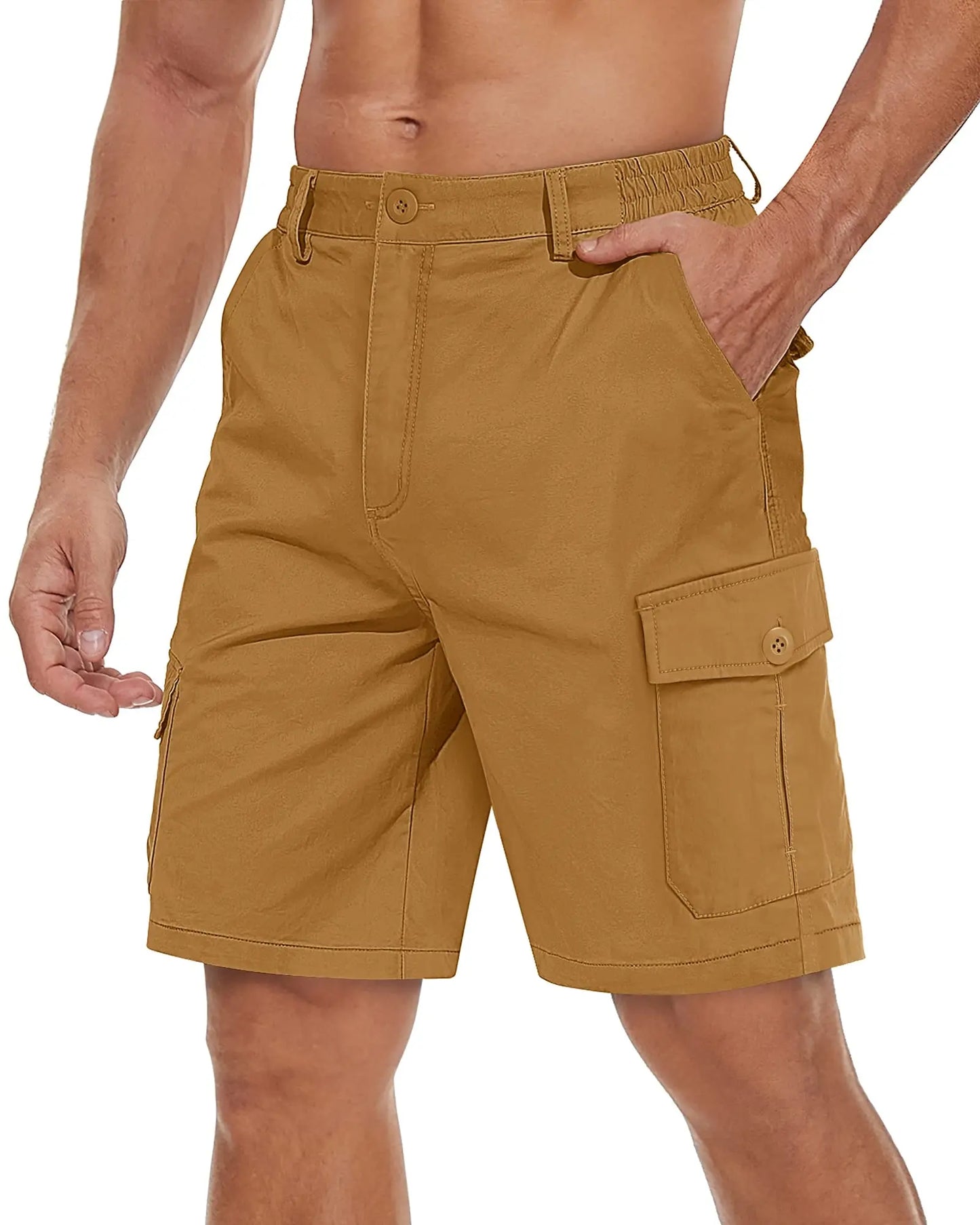 TACVASEN Summer Breathable Cotton Cargo Shorts Mens Casual Multi-pockets Twill Work Shorts Hiking Camping Short Pants Outdoor
