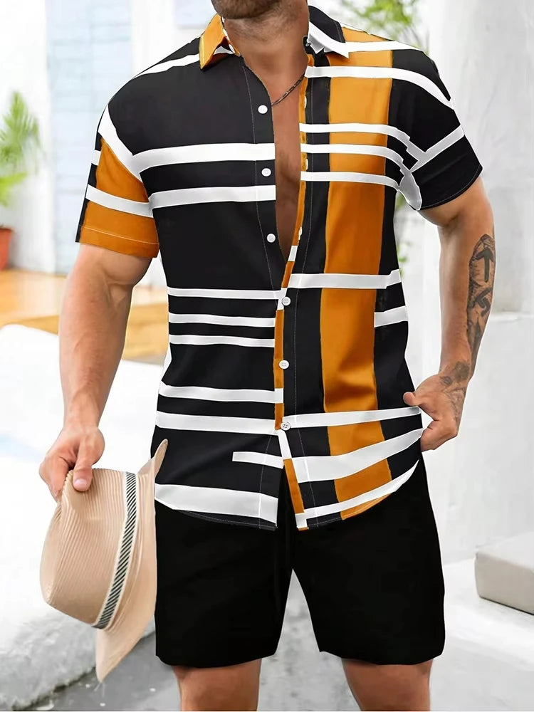 Summer Men's Short Sleeve Shirt And Beach Shorts Set Outdoor Sports Comfortable Men's Shorts Hawaii Men's Travel Casual Shirt