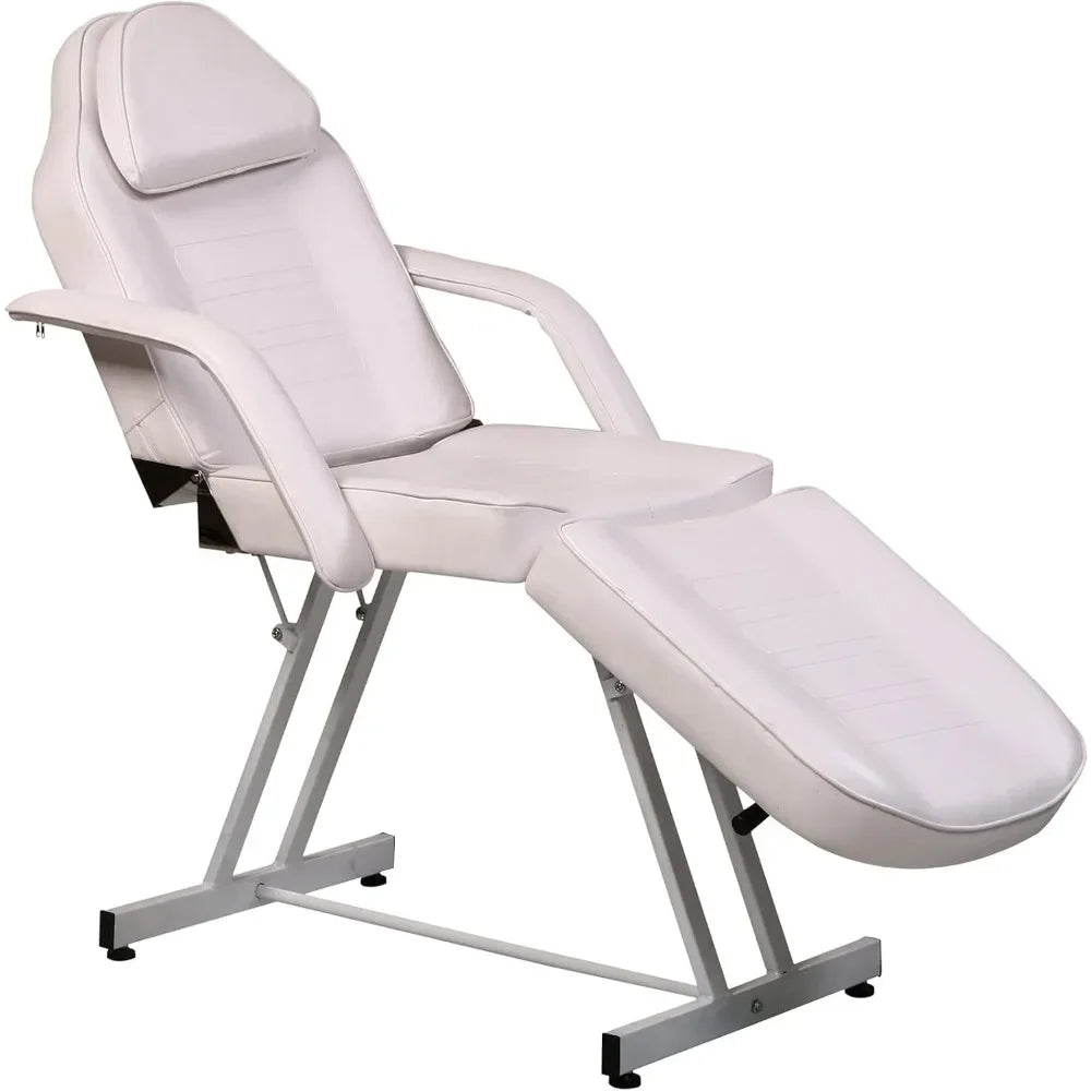 White Adjustable Salon Barber Massage Beauty Bed with Hydraulic Stool Facial Acupuncture Chair