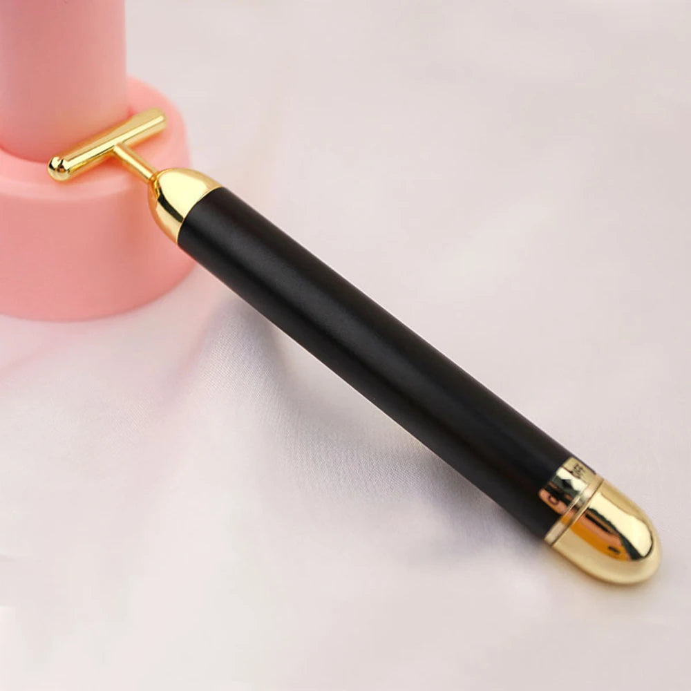 24k Gold Facial Slimming Face Beauty Bar Pulse Firming Facial Roller Massager Lift Skin Tightening Wrinkle Vibrating Tool