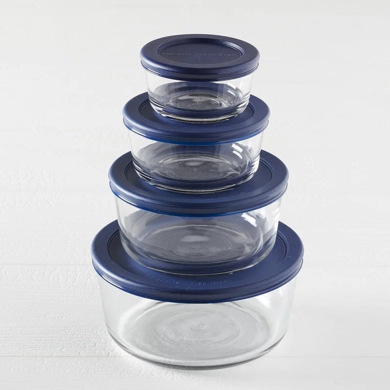 Glass Food Storage Containers 8 Piece Set Stackable Microwave Safe BPA Free with Lids Dishwasher Safe Home Organization