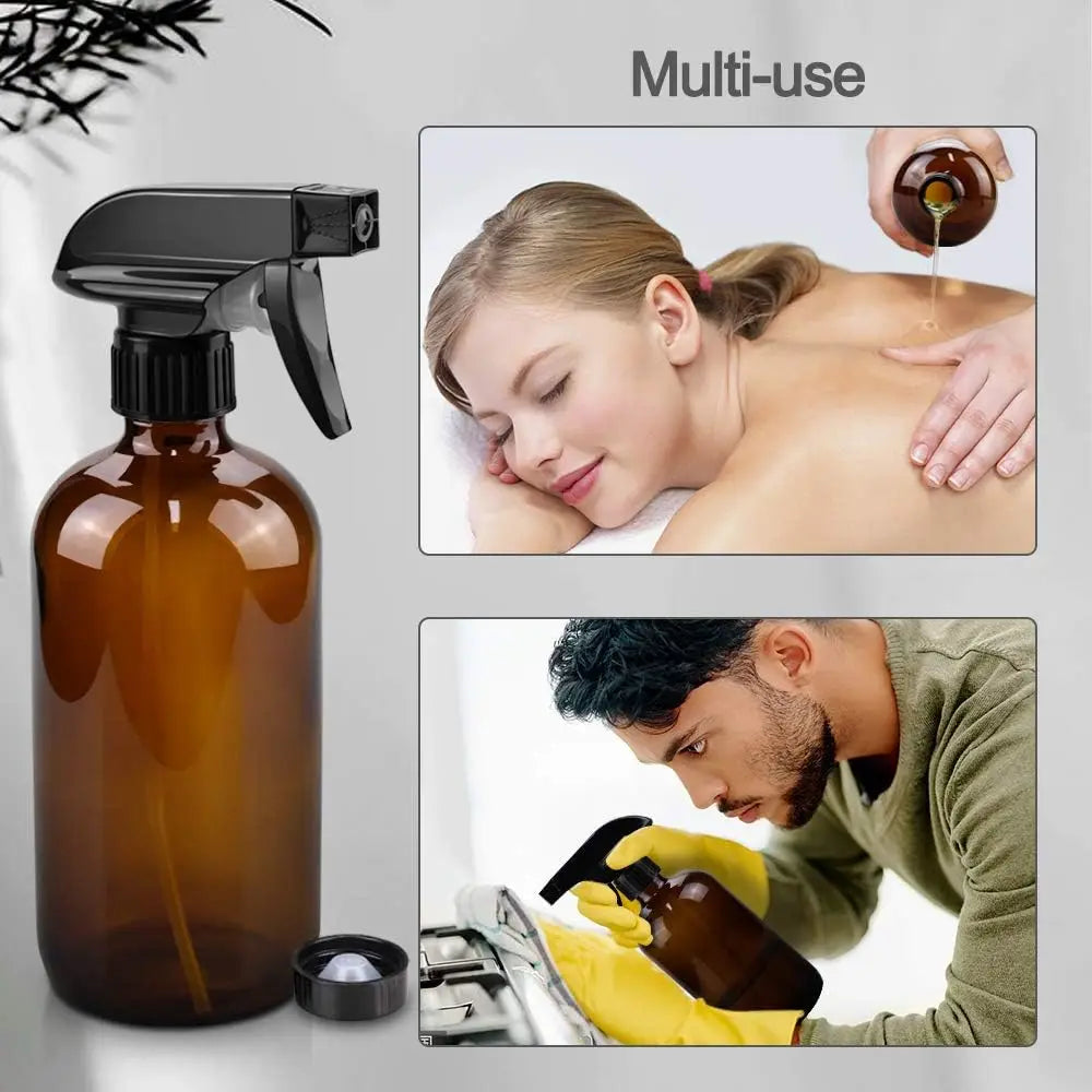 250/500ml Refillable Empty Brown Glass Spray Bottles Container with Triggers Caps for Cleaning Solutions Essential Oils Lotions