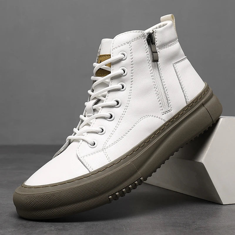 2024 Men's Spring & Fall White Shoes Men's New Trendy Versatile High-Top Sneakers Summer Fashion Casual Men's Shoes Breathable and Wear-Resistant Sneakers