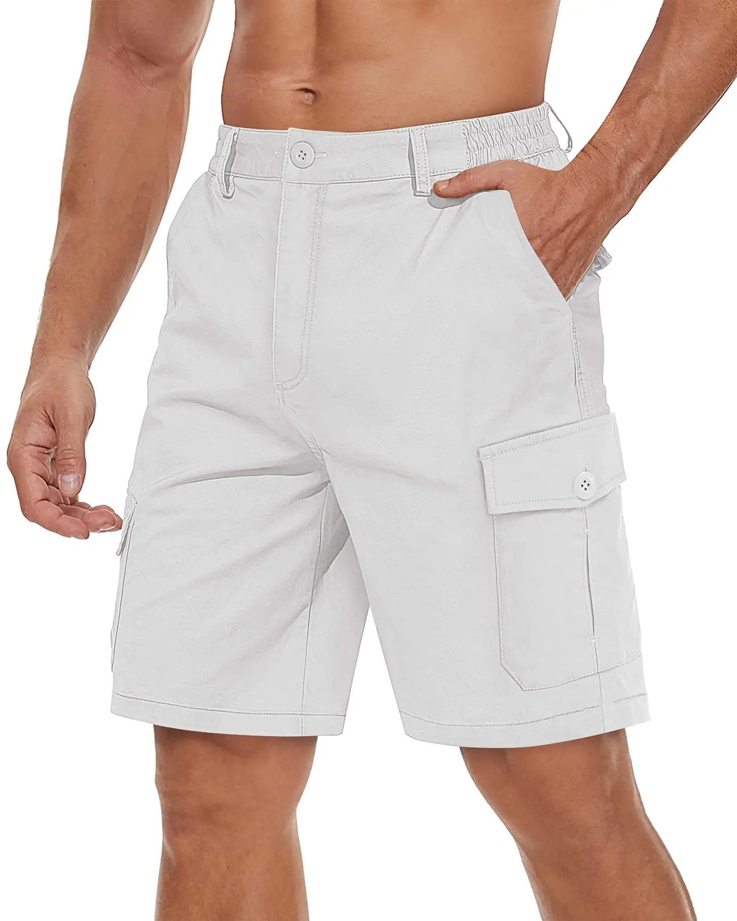 TACVASEN Summer Breathable Cotton Cargo Shorts Mens Casual Multi-pockets Twill Work Shorts Hiking Camping Short Pants Outdoor