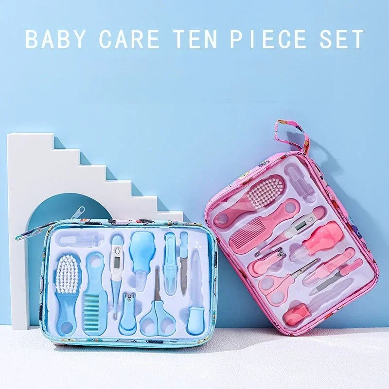 Care & Cleaning Set- 10 - Piece Baby  Newborn Nail Clipper Set, Safe Comb & Brush Gift Box