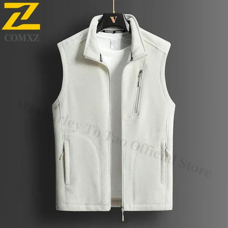 Winter Fleece Vest Men's 2024 Fashion Plus Size Warm Wool Sleeveless Coat Brand Clothing Couple's Outdoor Sports Vest Jacket 5XL