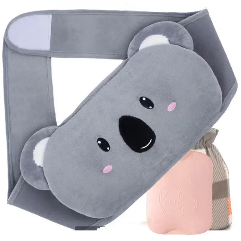 3-Piece Set Hot Water Bag Filling Water Type Hot Water Bottle Cover Plush Animal Belt Winter Menstrual Women Belly Hand Warmer