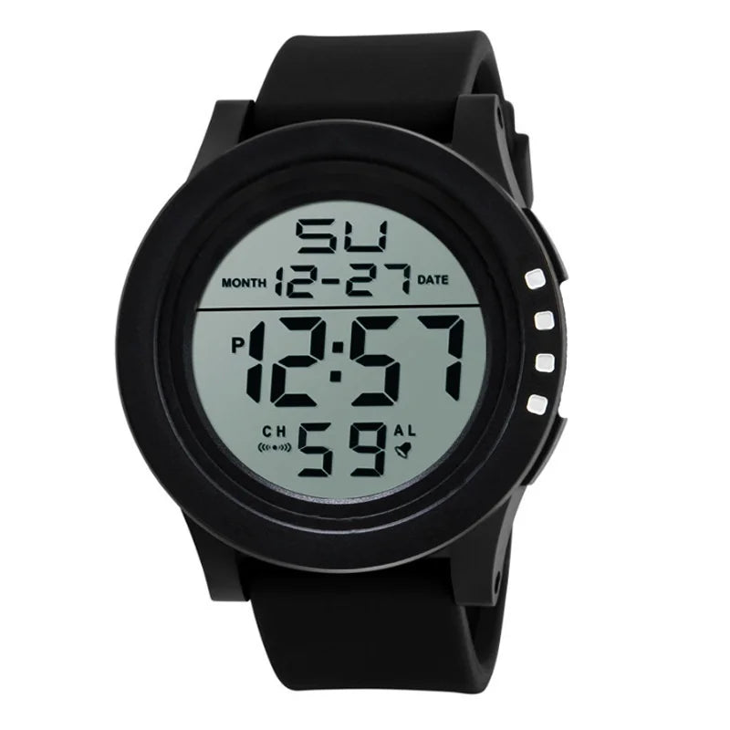 Men's Watch Large Dial Silicone Sports Multifunction Cold Light Waterproof Electronic Watch
