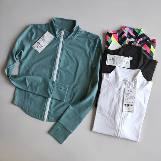 Women's Zip Up Workout Jacket Slim Fit Quick-Dry Long Sleeve Fitness Top for Yoga Running Gym