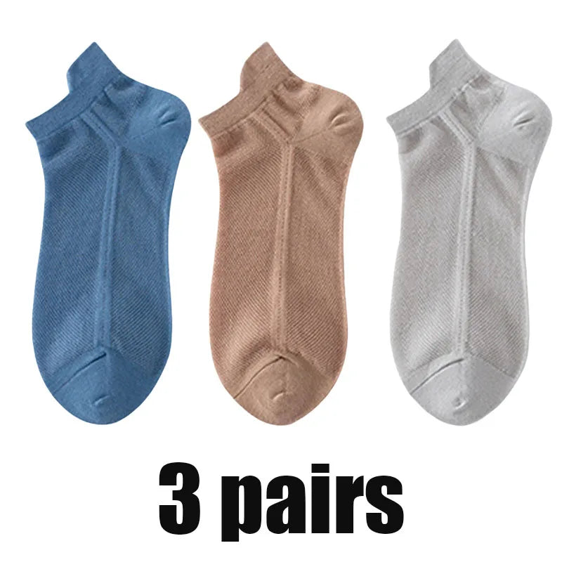 3Pairs Men's Socks Thin Breathable Comfy Deodorant Sweat-absorbing Low Cut Ankle Sports Sock Casual Ultra-thin Business Sox