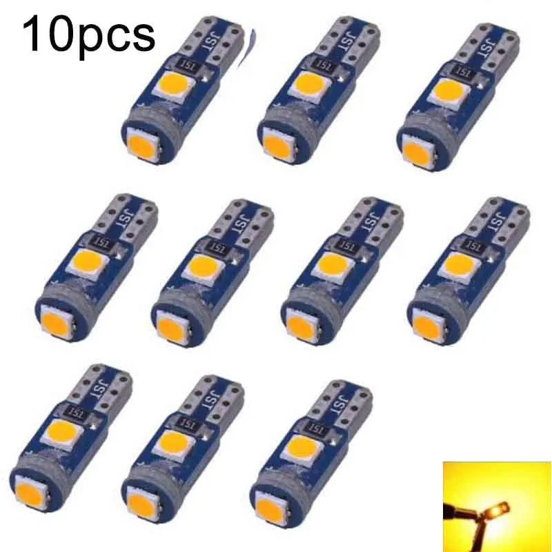 10Pcs T5 3030 3SMD LED Bulb Car Interior Light High Bright Dashboard Warming Indicator Wedge Auto Instrument Lamps