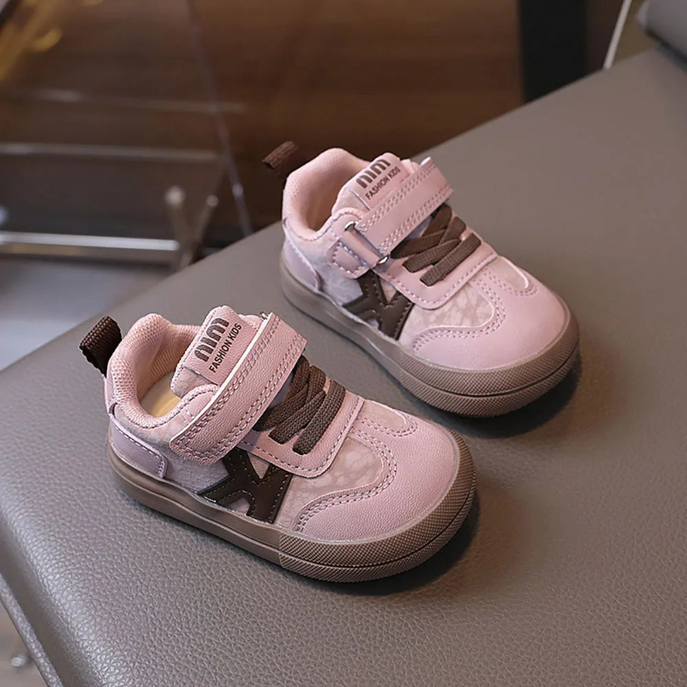 PU Leather Children Shoes Designers Kid's Sneakers Ergonomics Soft-soled Girl's Sneakers Anti-slippery Sport Shoes Toddler Shoes