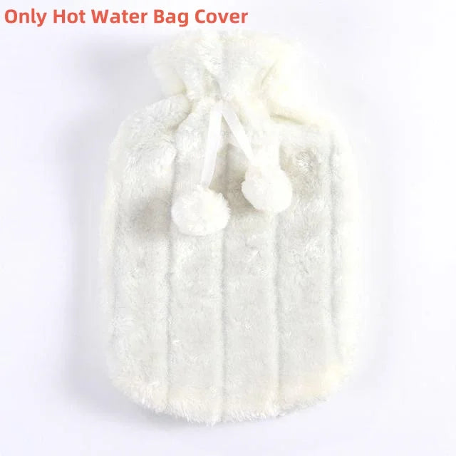 2L Hot Water Bottle Cover Rubber Hot Water Bags Winter Plush Hand & Feet Warmer Explosion-Proof Water Bottle Cover For Hot Water