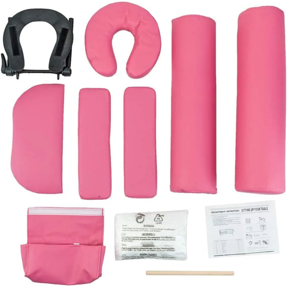 3 Sections Folding Portable Massage Table Set,Height Adjustable Body and Beauty Massage Bed,Spa Facial Salon Tattoo Bed