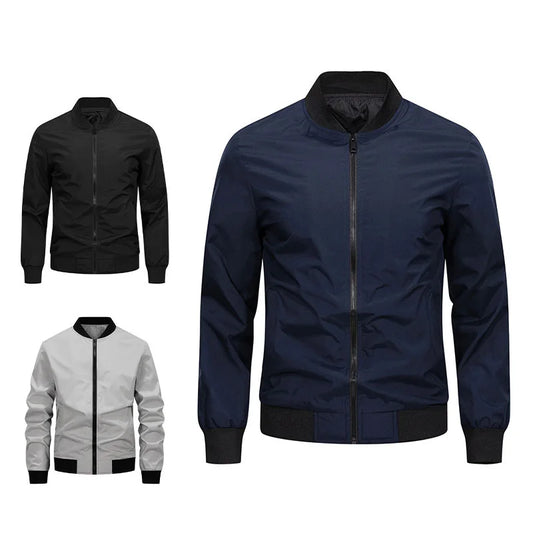 Spring Autumn Men's Casual Jackets Fashion Baseball Coat Light Soft Flying Jackets Men Business Men's Standing Collar Jacket