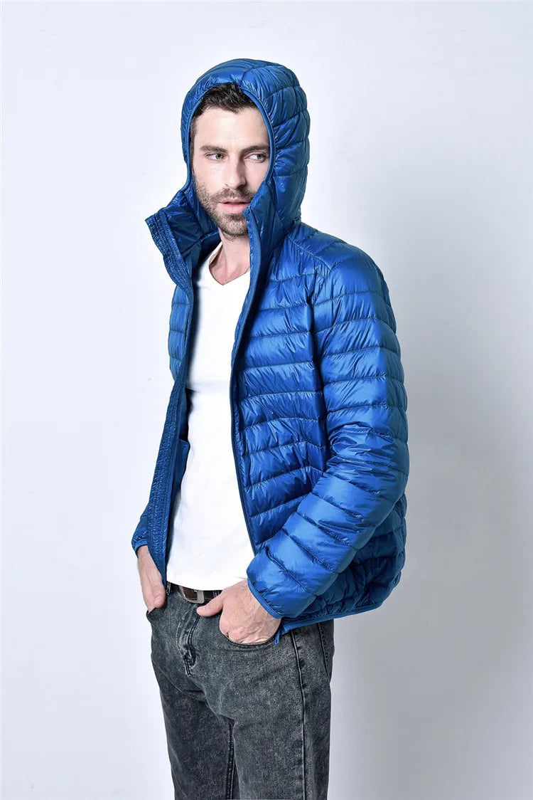 Winter Fashion Ultralight Duck Down Jacket Mens Hooded Streetwear Light Feather Coat Waterproof Warm Mens Clothing M-5XL