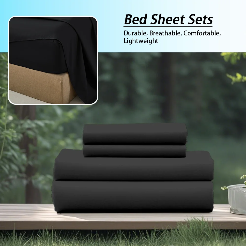 3/4Pcs soft solid color fashionable home bedding set, suitable for all seasons,1 fitted sheet, 1 flat sheet, 1/ 2 pillowcases