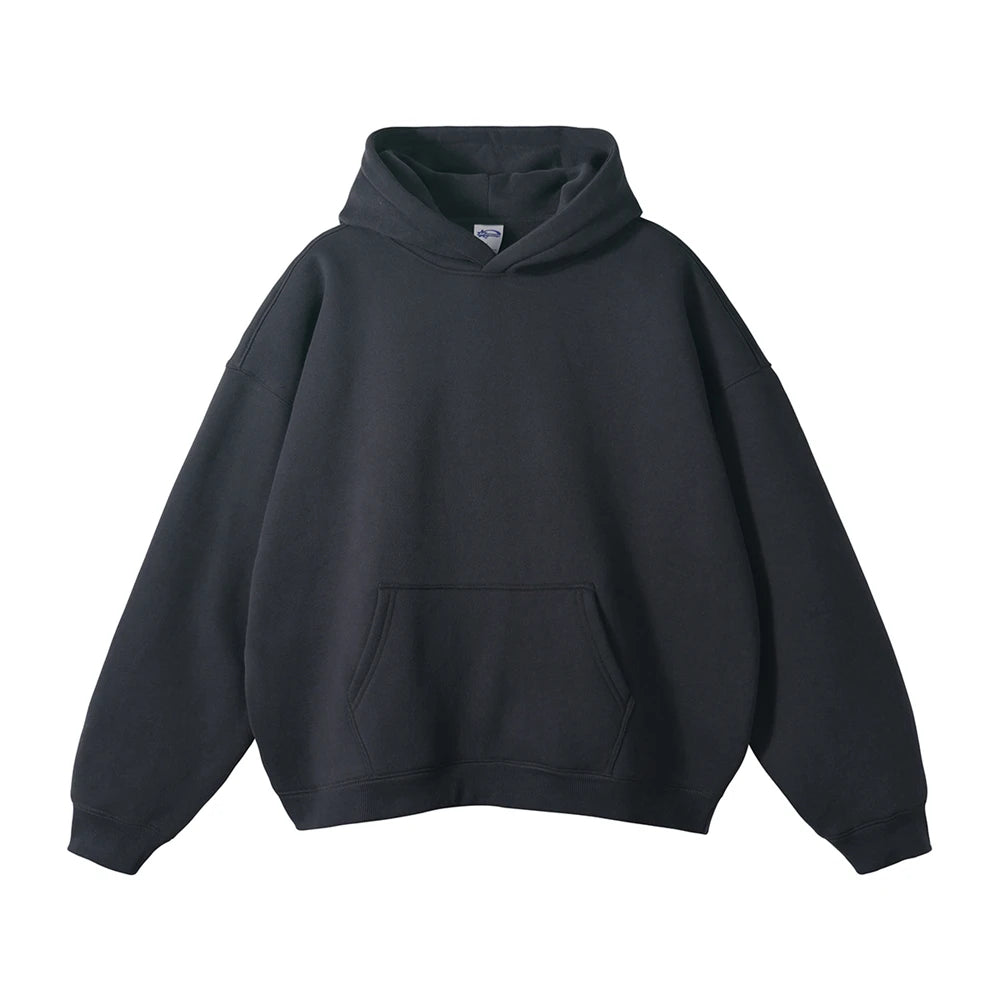 ZODF New Thick 350gsm Fleece Hooded Hoodies For Men Unisex Winter Oversized Loose Basic Solid Sweatshirts Pullovers Coats HY0631