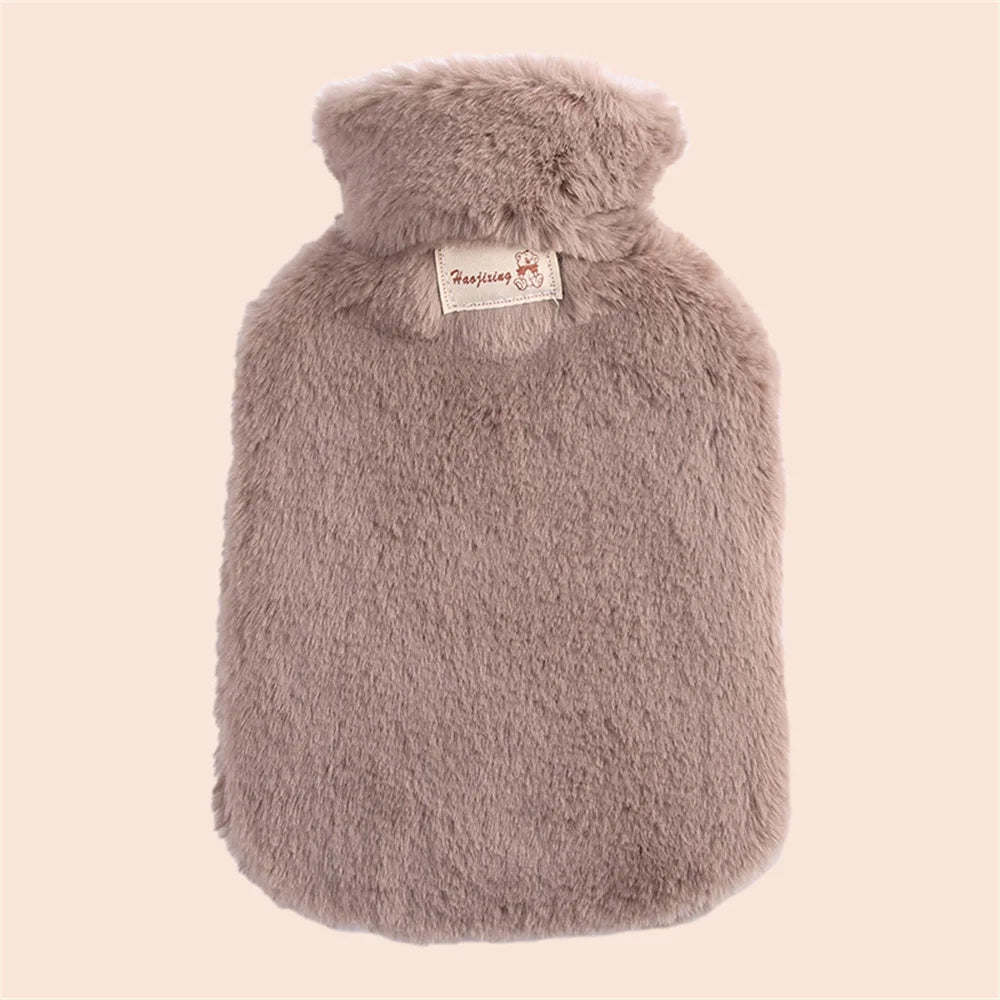 2L Hot Water Bag Protective Case Winter Removable Plush Cover Cold-proof Warm Faux Fur Fleece Cover Heat Preservation Covers