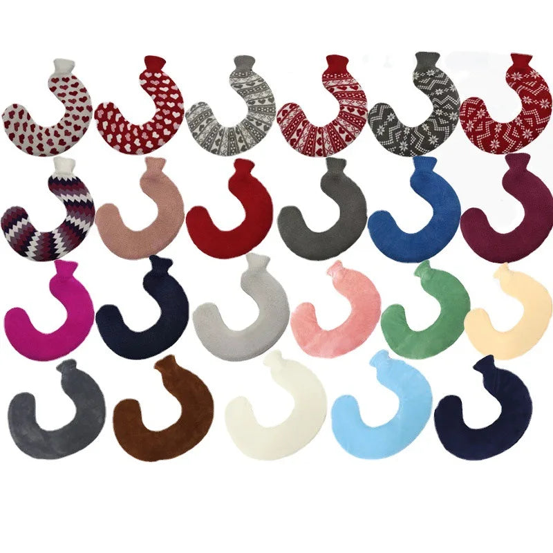 21 Colors Thick Hot Water Bottle and Cloth Cover Set 1L Winter Warm Hot Water Bag Neck Shoulder Warmer Hand Warm Water Bottle