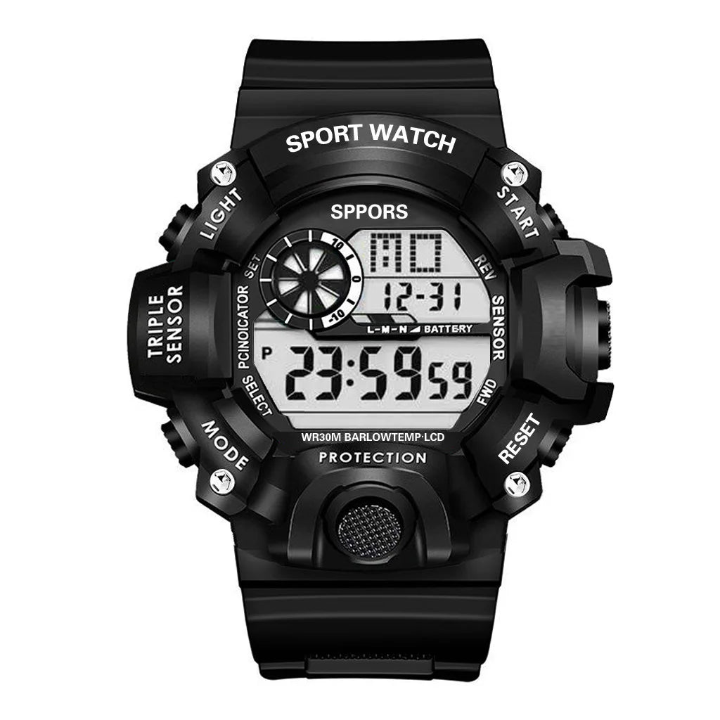 YIKAZE Y73 Men's Watch Digital Sports Electronic Wristwatch Multifunctional Waterproof Luminous Alarm Male's Sports Watch Clock
