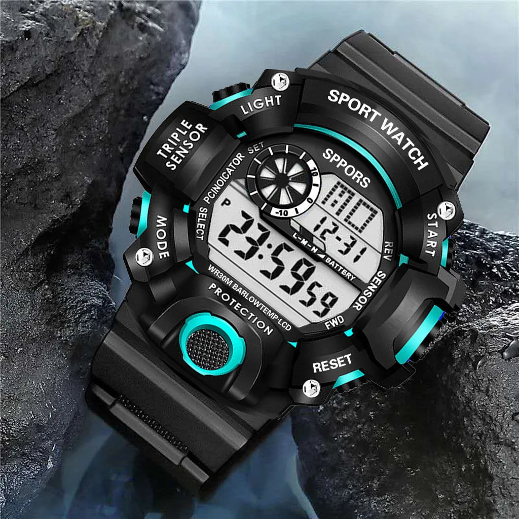 YIKAZE Y73 Men's Watch Digital Sports Electronic Wristwatch Multifunctional Waterproof Luminous Alarm Male's Sports Watch Clock