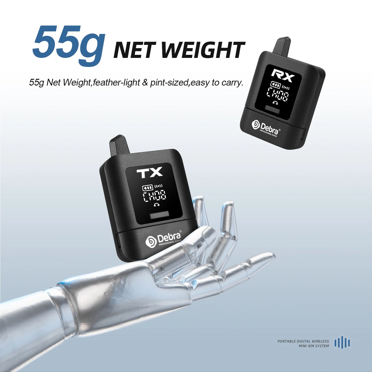 ST-mini Stereo UHF IEM Wireless In-Ear Monitor System Rechargeable for Audio Monitoring Recording Outdoor Performances