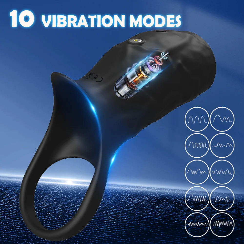Vibrator Penis Sleeve Cock Ring Ejaculation Extender for Penis Testicles G Spot Stimulation Couples Adult Sex Toys for Men Women