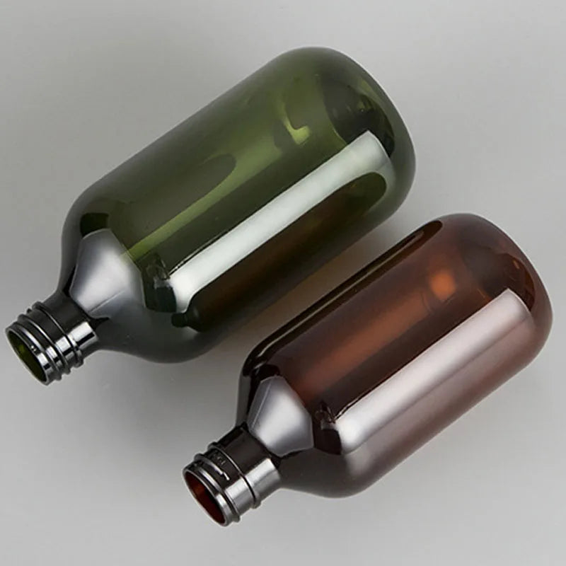 300-500ml Green Brown Shampoo Refillable Bottles Container Plastic Liquid Shampoo Shower Gel Bottles Home Bath Supply