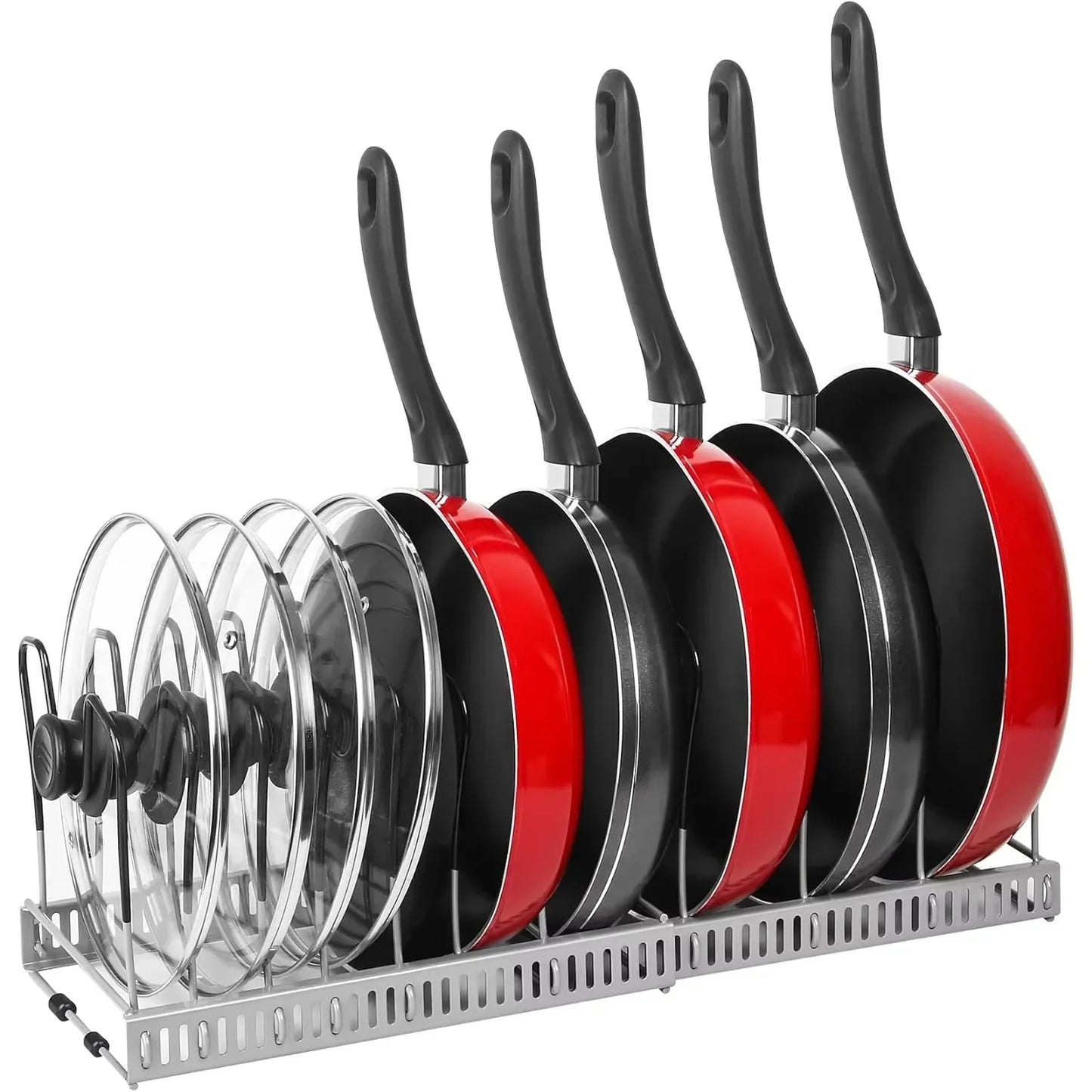 Expandable Pots and Pans Storage Rack for Cabinets Pot and Lid Holder with 6 Adjustable Shelves for Kitchen Organization Tools