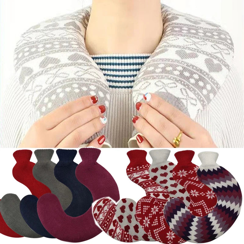 21 Colors Thick Hot Water Bottle and Cloth Cover Set 1L Winter Warm Hot Water Bag Neck Shoulder Warmer Hand Warm Water Bottle