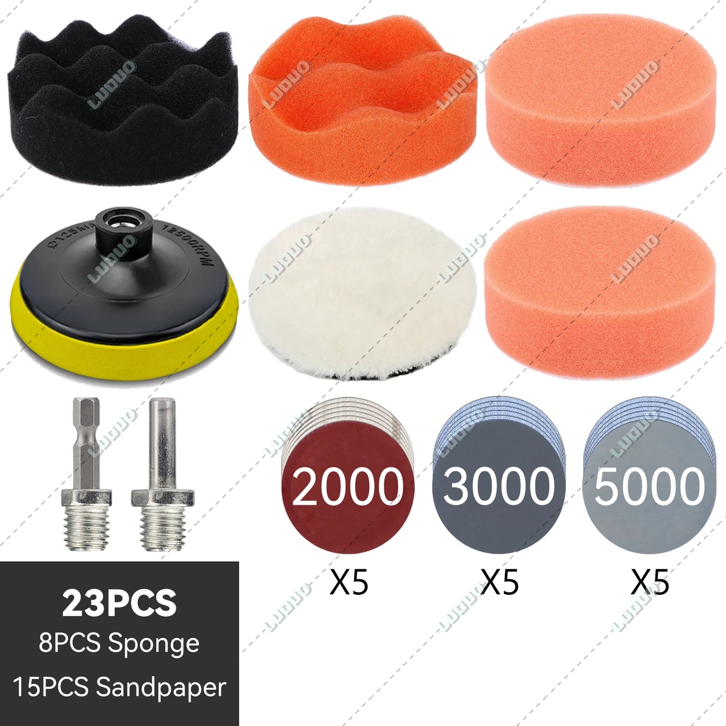 3/4/5/6 inch Car Detailing Polishing Buffing Sponge Wool Pad Headlight Restoration Sandpaper For Sanding Waxing Cleaning Washing