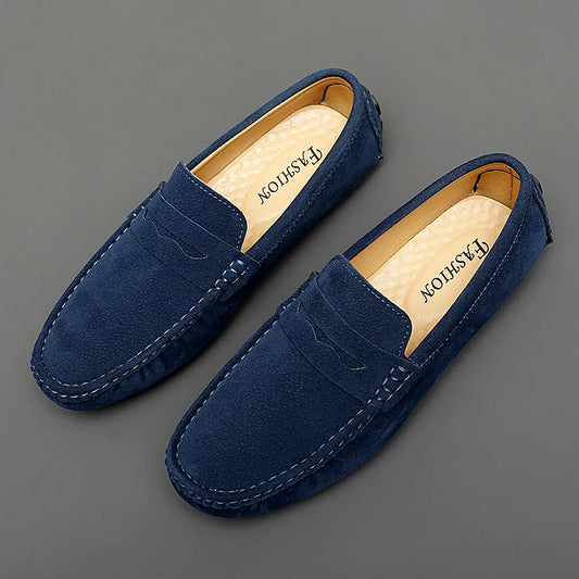 Suede Leather Mens Loafers New Fashion Walking Shoes New Comfy Man Drive Flats Classic Original Style Men Casual Shoes Moccasins
