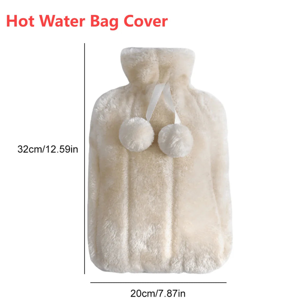 2L Hot Water Bottle Cover Rubber Hot Water Bags Winter Plush Hand & Feet Warmer Explosion-Proof Water Bottle Cover For Hot Water
