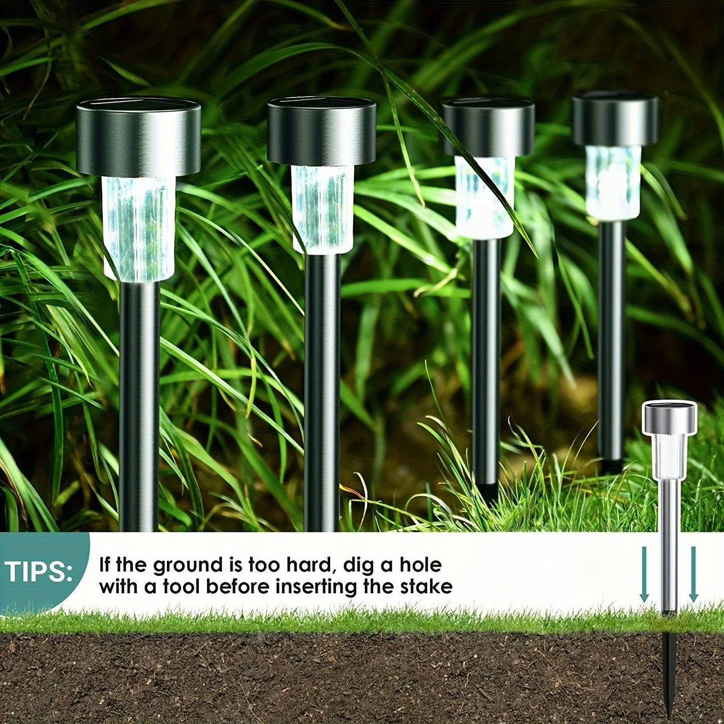 Solar LED Landscape Lawn Lights Garden Villa Outdoor Waterproof Decoration for Durable Lighting of Sidewalks Courtyards 10 PACK