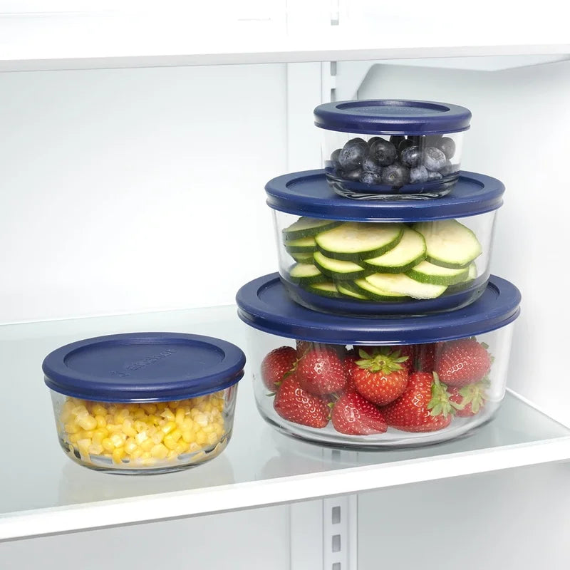 Glass Food Storage Containers 8 Piece Set Stackable Microwave Safe BPA Free with Lids Dishwasher Safe Home Organization