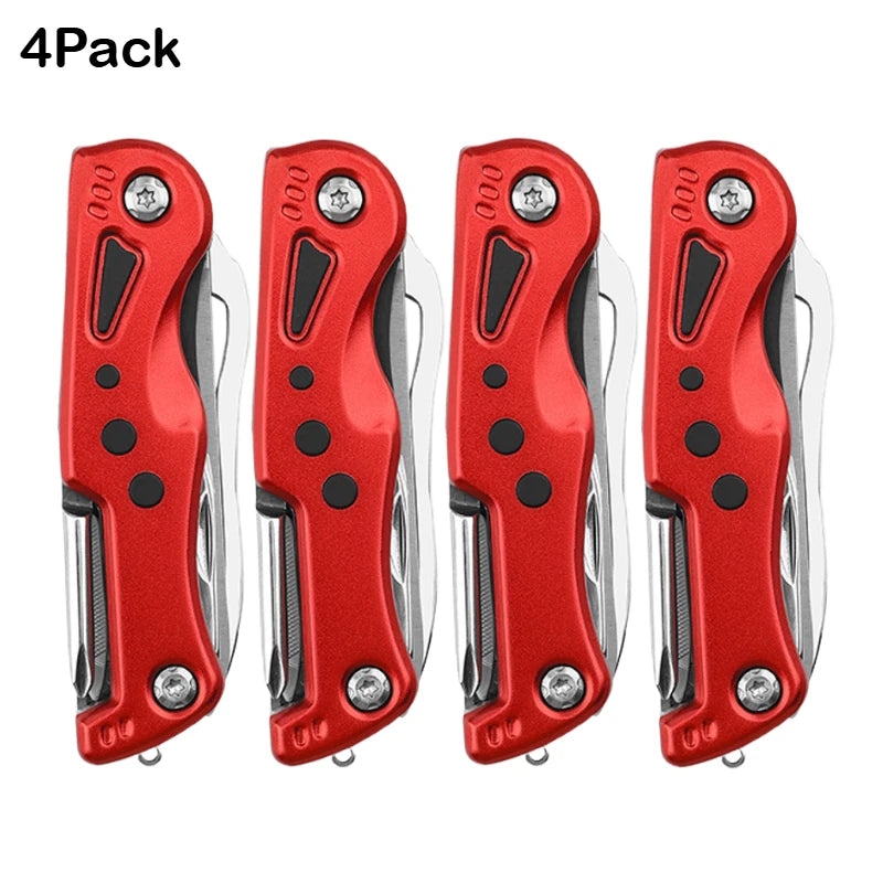 12-in-1 Multi-Tool Knife with LED Light Razor Sharp Stainless Blade Built-in Screwdrivers Bottle Opener Compact EDC for Survival