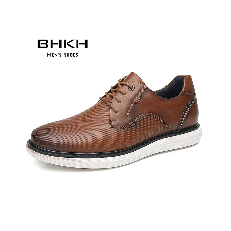 2025 Spring/Summer New Men Shoes Comfy Luxury Brand Men Casual Shoes Lace Up Business Style Dress Shoes BHKH Men Shoes