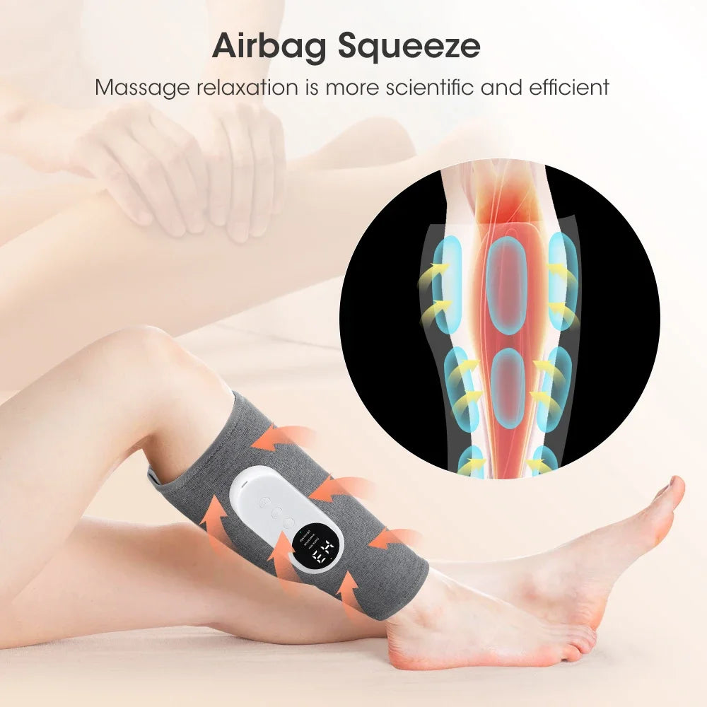 360° Leg Massager 3 Modes Air Compression Heat Calf Massager Adjustable Intensity Relieve Foot Muscle Promote Blood Circulation
