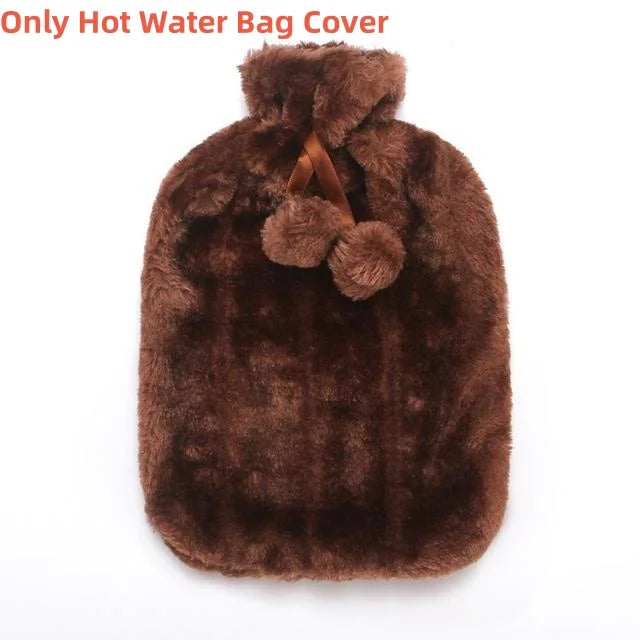 2L Hot Water Bottle Cover Rubber Hot Water Bags Winter Plush Hand & Feet Warmer Explosion-Proof Water Bottle Cover For Hot Water