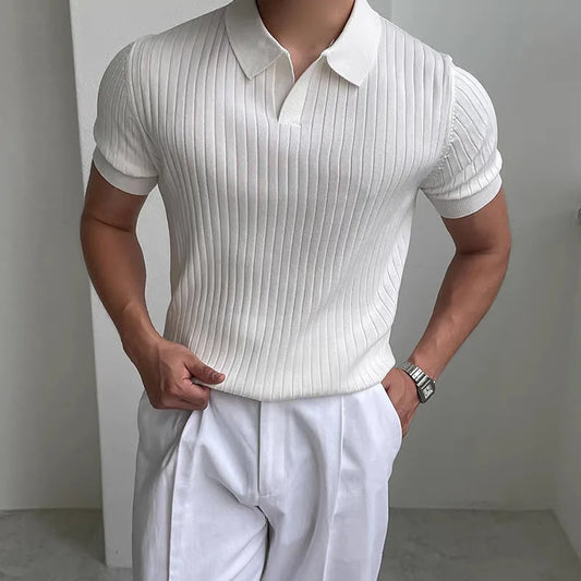 Summer Sports And Leisure Slim Fit T-Shirt Fashionable Men's Golf Polo Shirt Open Neck Breathable Quick Drying Short Sleeved Top