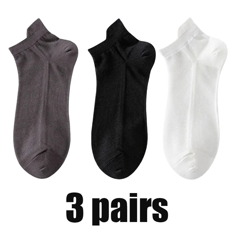 3Pairs Men's Socks Thin Breathable Comfy Deodorant Sweat-absorbing Low Cut Ankle Sports Sock Casual Ultra-thin Business Sox