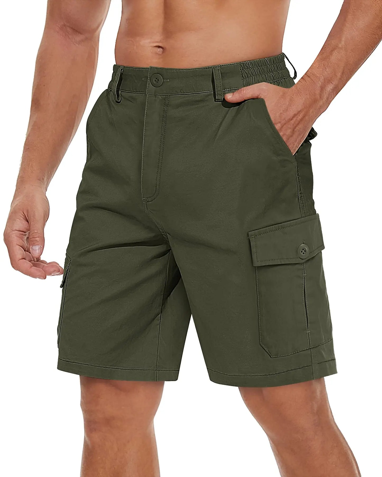 TACVASEN Summer Breathable Cotton Cargo Shorts Mens Casual Multi-pockets Twill Work Shorts Hiking Camping Short Pants Outdoor