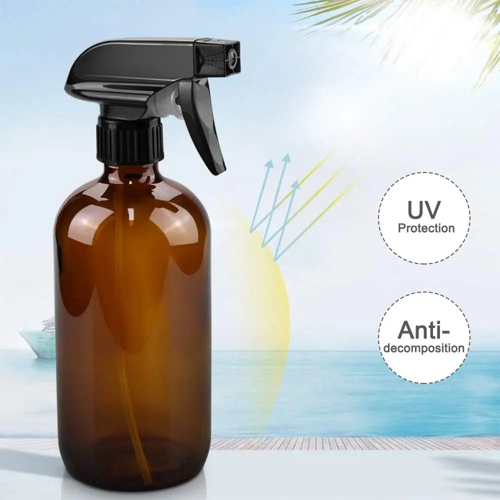 250/500ml Refillable Empty Brown Glass Spray Bottles Container with Triggers Caps for Cleaning Solutions Essential Oils Lotions