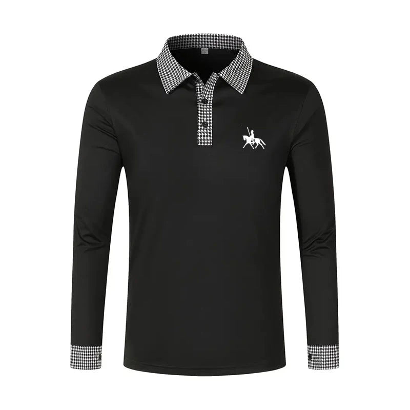 Spring and Autumn Men's Long Sleeve Polo Shirt Classic Business Office T-shirt Male Street Casual Fashion Solid Color Top