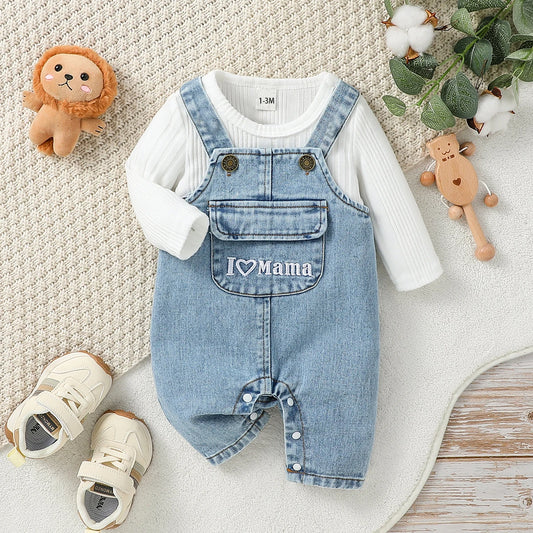 2PCS Baby Boys/Girls All Seasons Long Sleeve Top+Suspenders Pants Suit Clothes Stes For Newborn Daily Wear Clothing