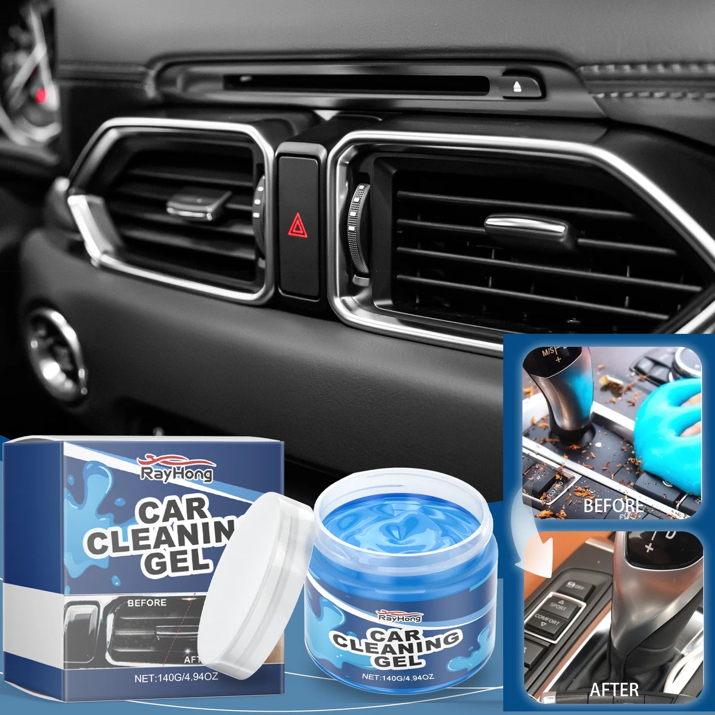 140G Car Cleaning Slime Gel Auto Interior Detailing Putty Reusable Dust Cleaner for Air Vent Keyboard Crevice Tool